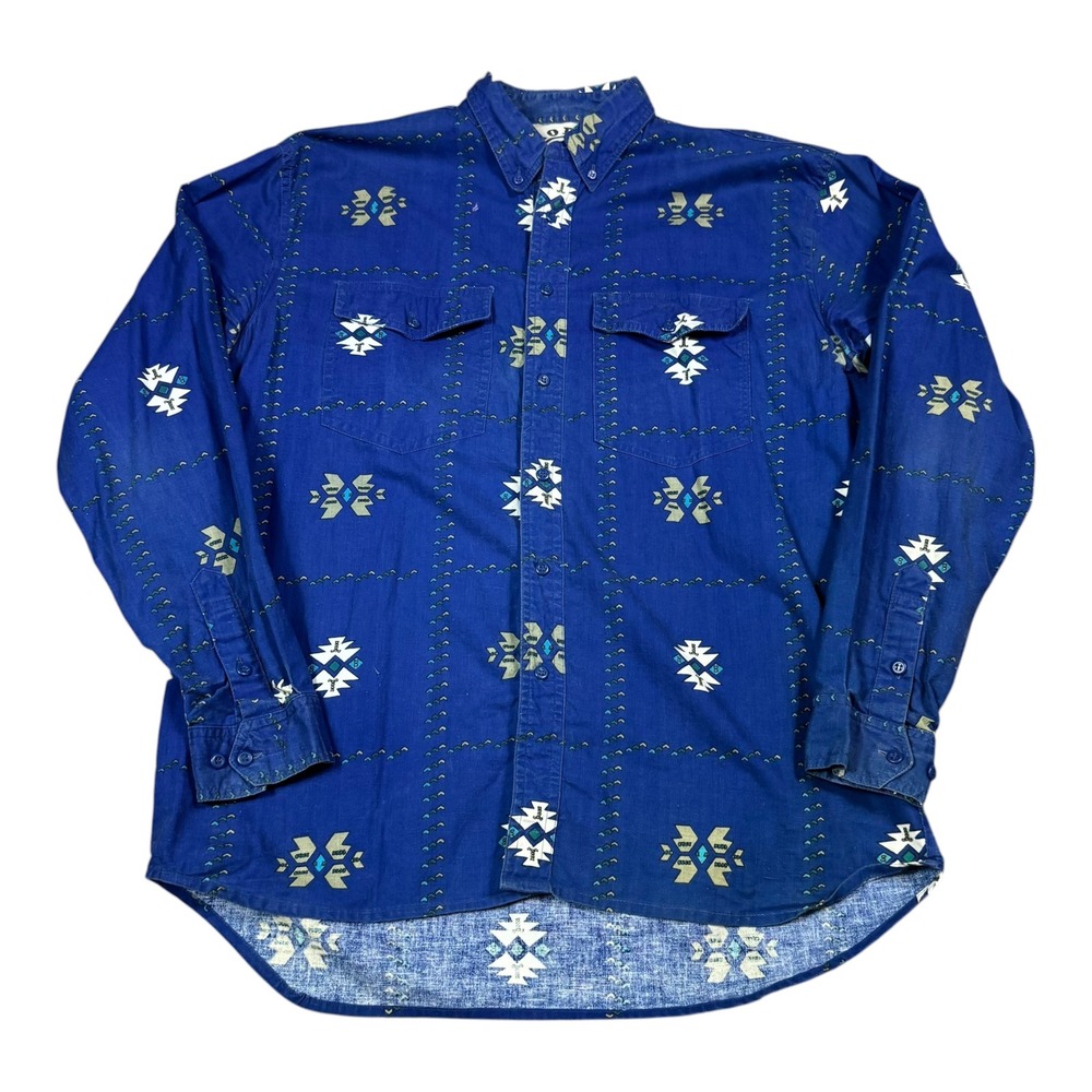 Vintage Rodeo Active Geometric Western‎ Casual Button Down Shirt Men's Large